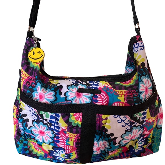 Joe Boxer Bags Vintage Joe Boxer Purse Tag Smiling Emojis Floral Bag Crossbody Large